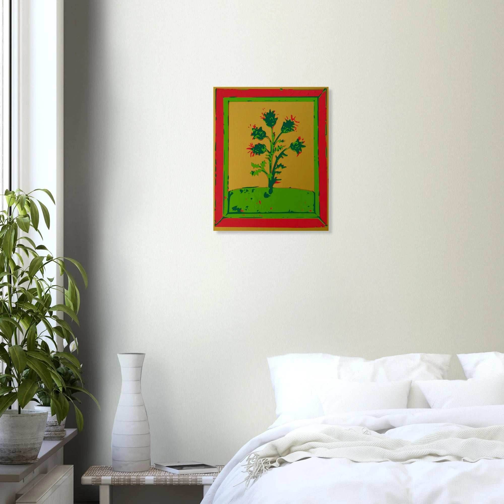 Vintage Thistle print in scandinavian style room with plants