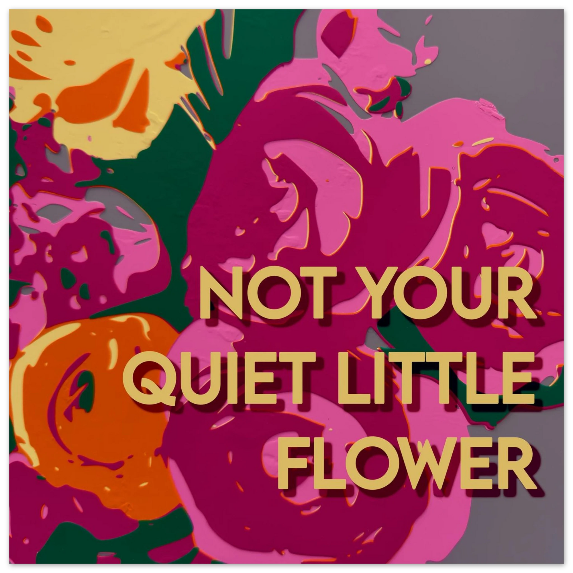 Not Your Quiet Little Flower ranunculus art print in magenta pink orange and green by Botanical Mouth