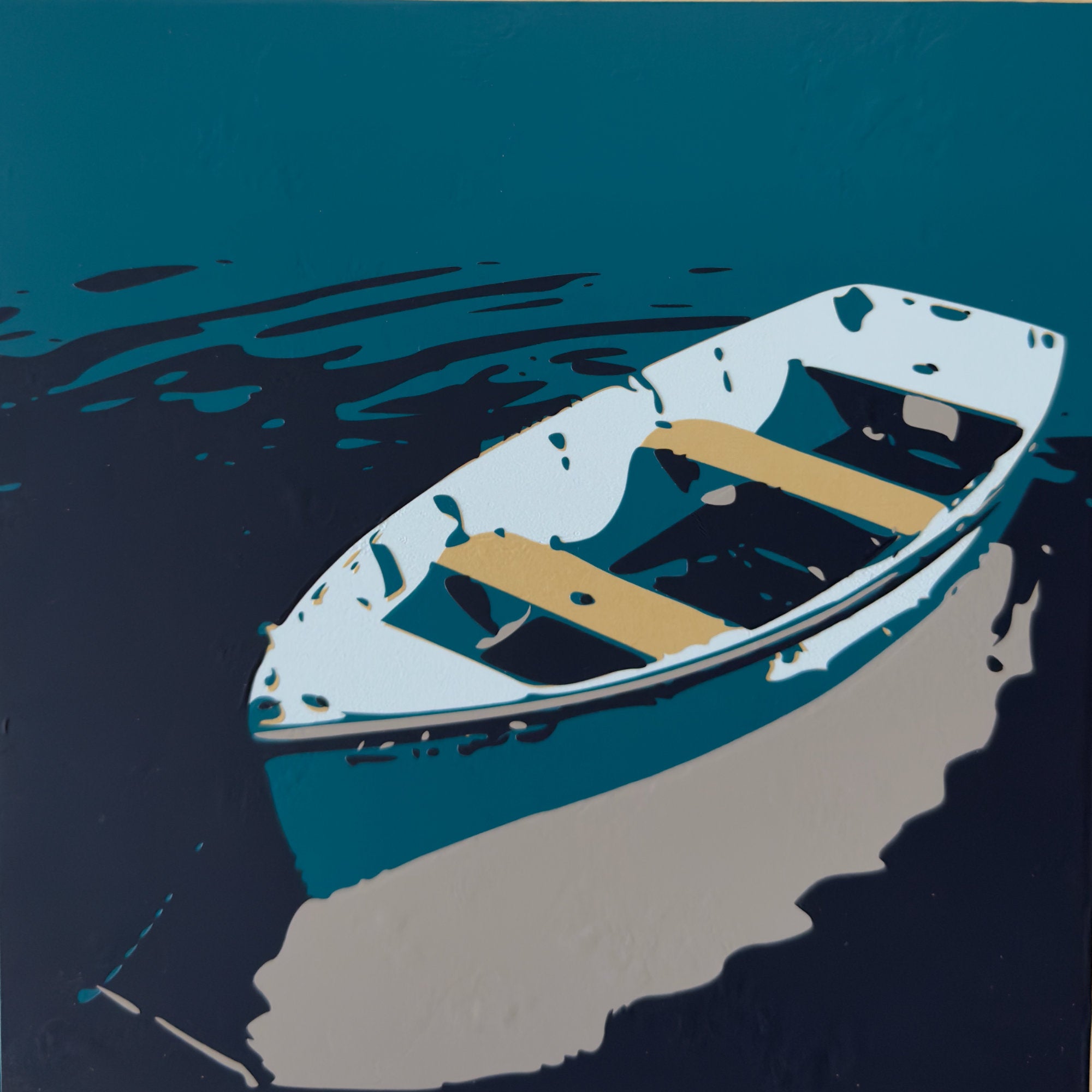 Slack Tide | Coastal Dory Boat Artwork on Cradled Birch Panel