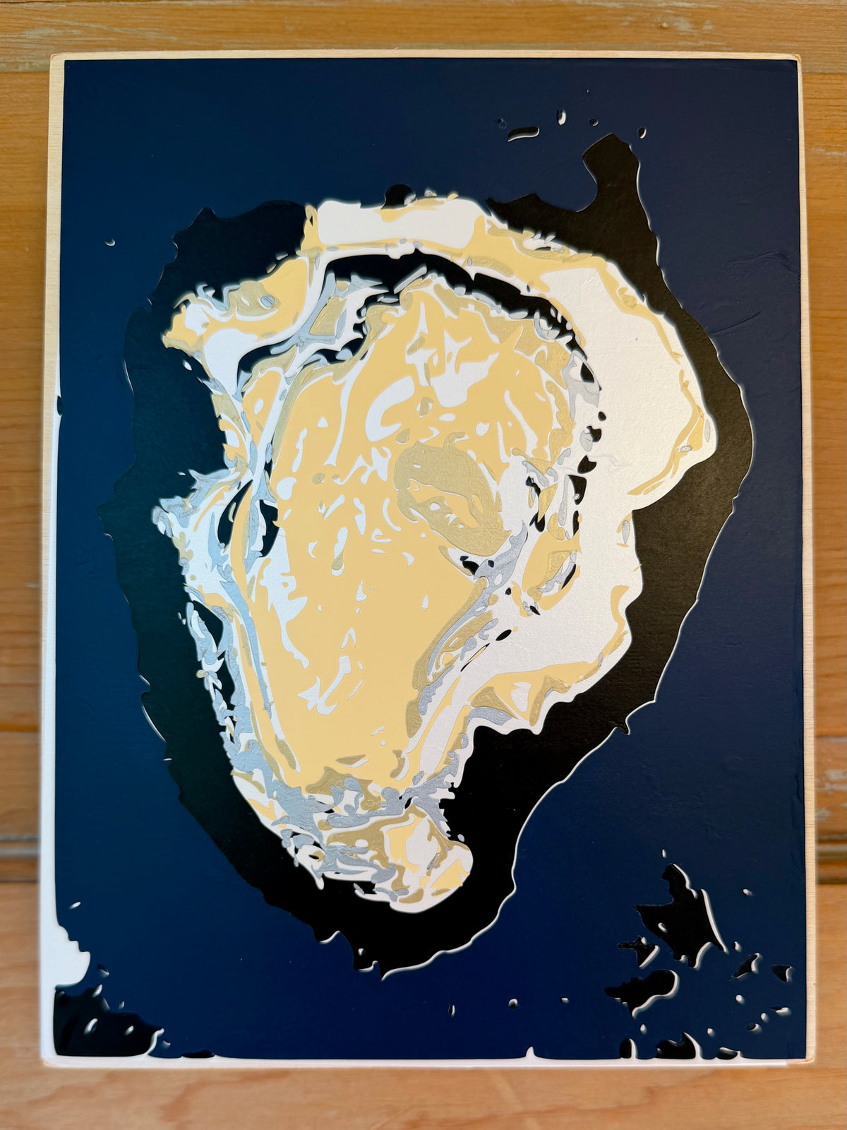 Half Shell (Oyster) | Hand-Layered Vinyl on Cradled Birch Panel