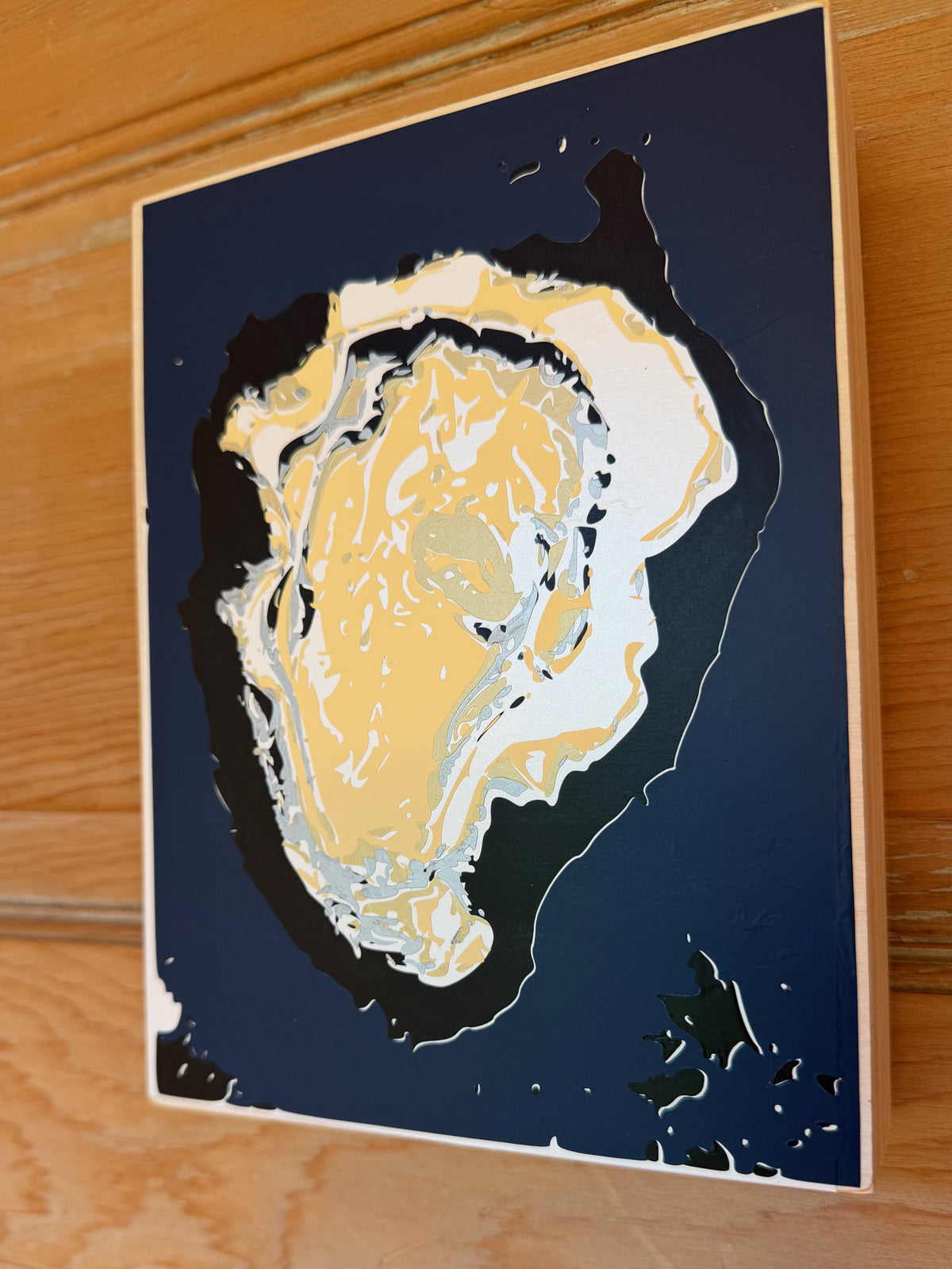 Half Shell (Oyster) | Hand-Layered Vinyl on Cradled Birch Panel