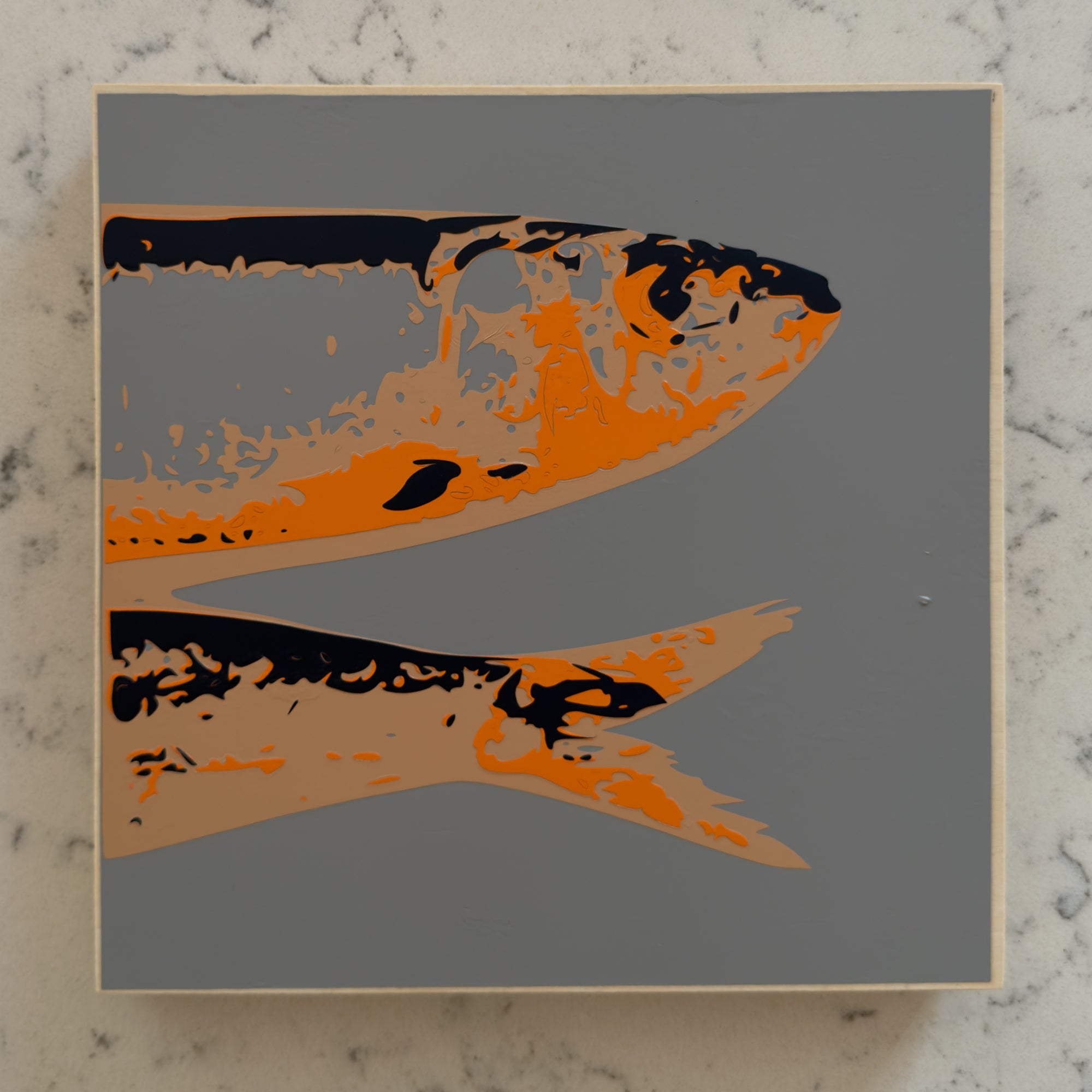 Orange Fish | Original Hand Layered Vinyl on Cradled Birch Panel
