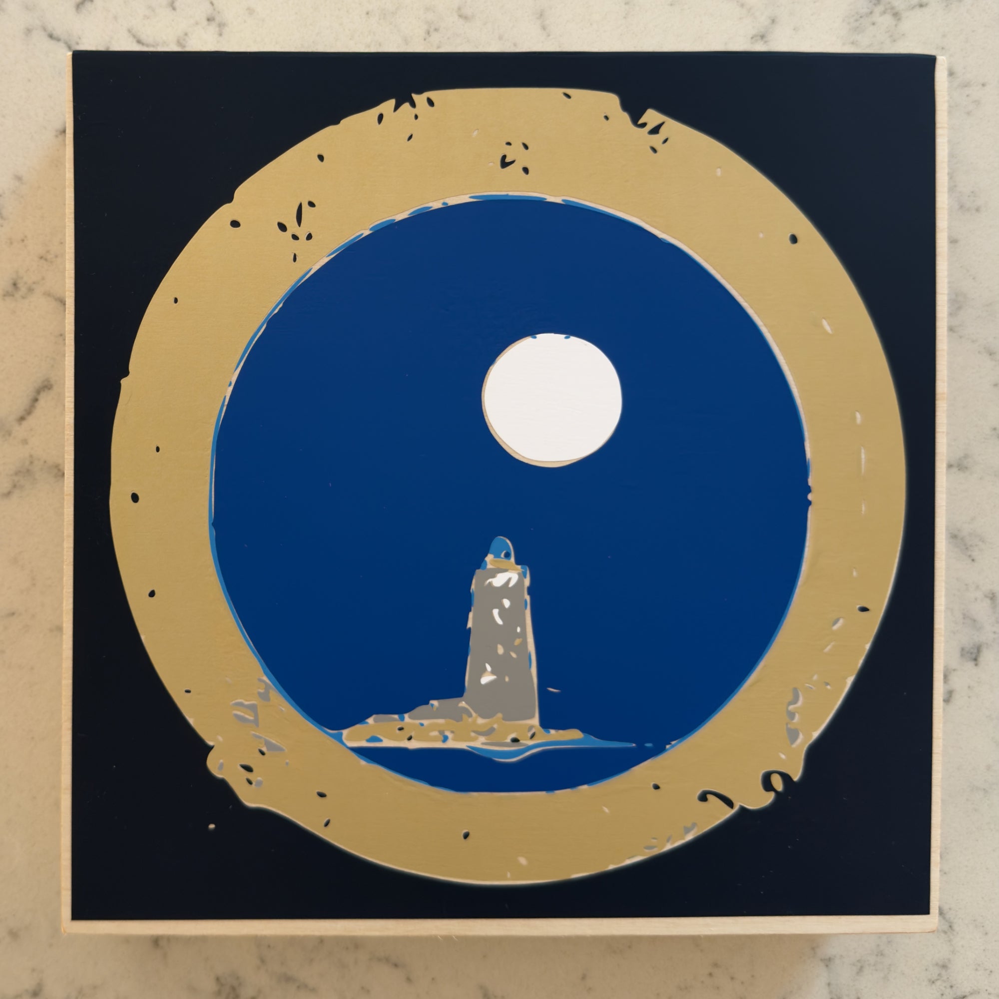 Porthole |  Original Hand-Layered Vinyl on Cradled Birch Panel