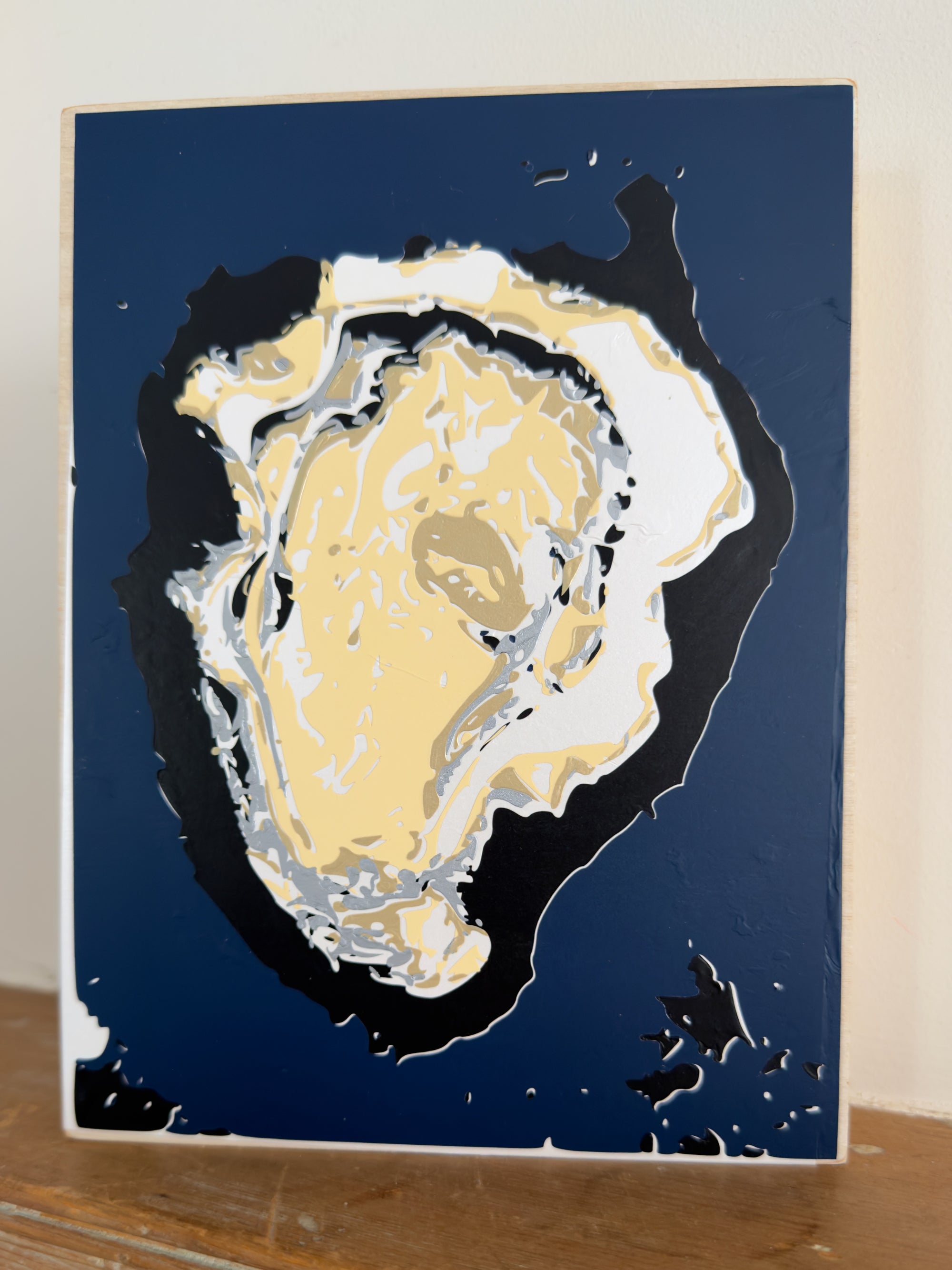 Half Shell (Oyster) | Hand-Layered Vinyl on Cradled Birch Panel