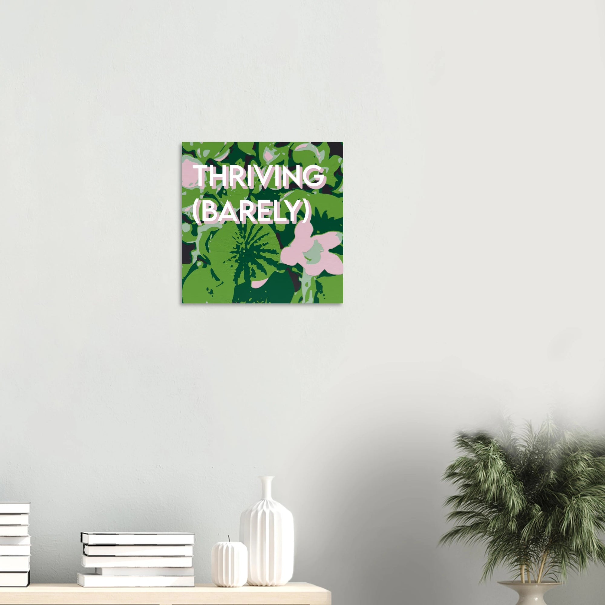Thriving Barely lily print displayed in bright bedroom setting